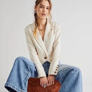 Free People // Cropped Blazer, Cream Color